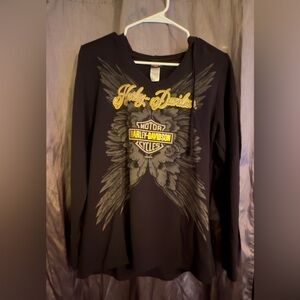 Harley-Davidson Black Tee with White Winged Logo